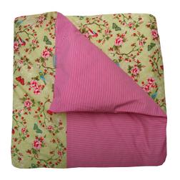 junior dekbedovertrek lime groen/roze streep