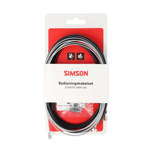 Simson remkabel set universeel 2 nippels RVS zwart
