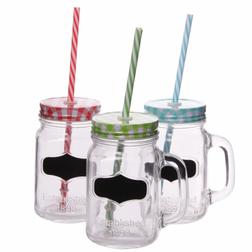 Rustic Fare Drink Co. Rustic Fare Mason Jar Drinkglas Groen Rietje Rustic Fare Drink Co. Rustic Fare Mason Jar Drinkglas Groen Rietje