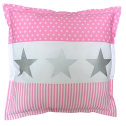 Kussen roze met zilveren sterren