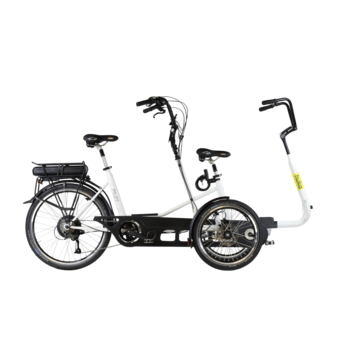 Huka Copilot 3 24inch wit zijdeglans elektrische tandem driewieler