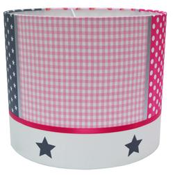 Lampenkap roze/grijs roosjes