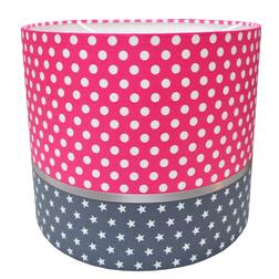 Lampenkap fuchsia stippen en grijs sterren