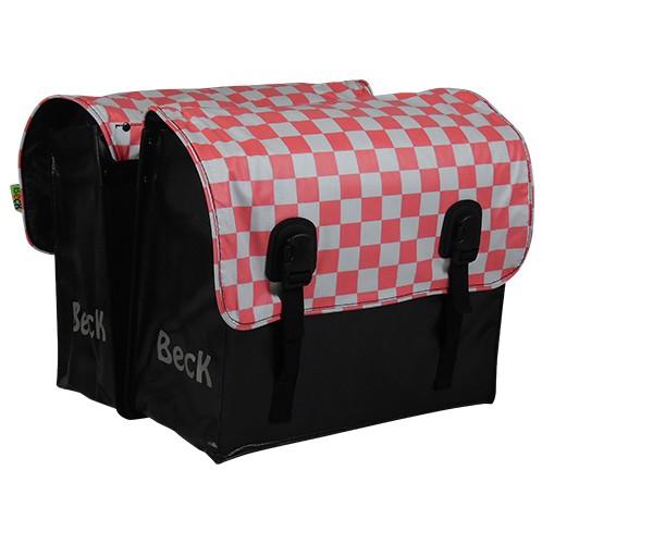 Beck Classic pink checker dubbele fietstas