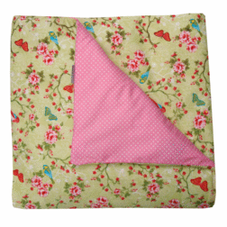 Ledikant overtrek lime groen/roze