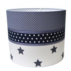 Lampenkap grijs stip en ster/ marine