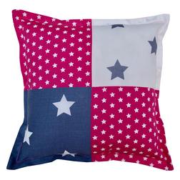 Kussen fuchsia/grijs/stars