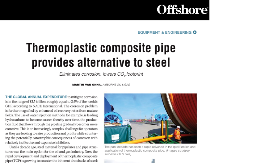 Offshore Magazine April 2020: Thermoplastic Composite Pipe provides alternative to steel
