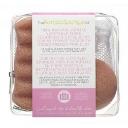 The Konjac Sponge Company Konjac Deluxe Travel Duo Set Pink Clay Konjac The Konjac Sponge Company Konjac Deluxe Travel Duo Set Pink Clay Konjac