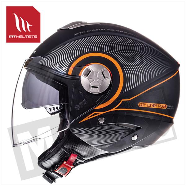Helm Jet City Eleven Tron MT 2 Vizieren Zwart/Oranje XS/S/M/L/XL | Wheels 2  Drive
