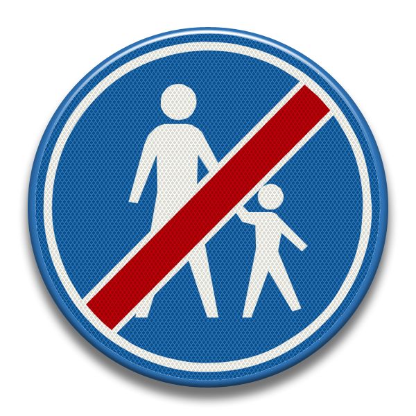 Verkeersbord RVV - G08 Einde voetpad
