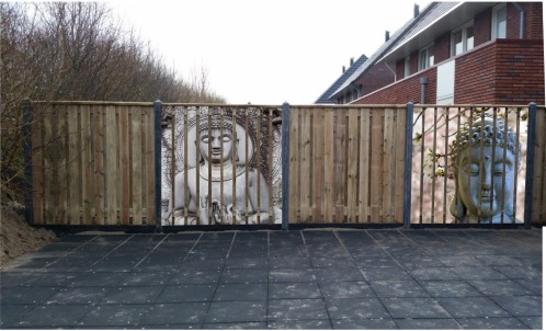Inspiratie tuinpanelen wandpanelen tuin schutting boeddha