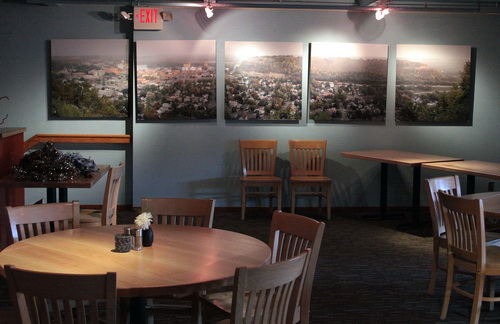 Muurdecoratie restaurant fotopanelen schilderijen stad