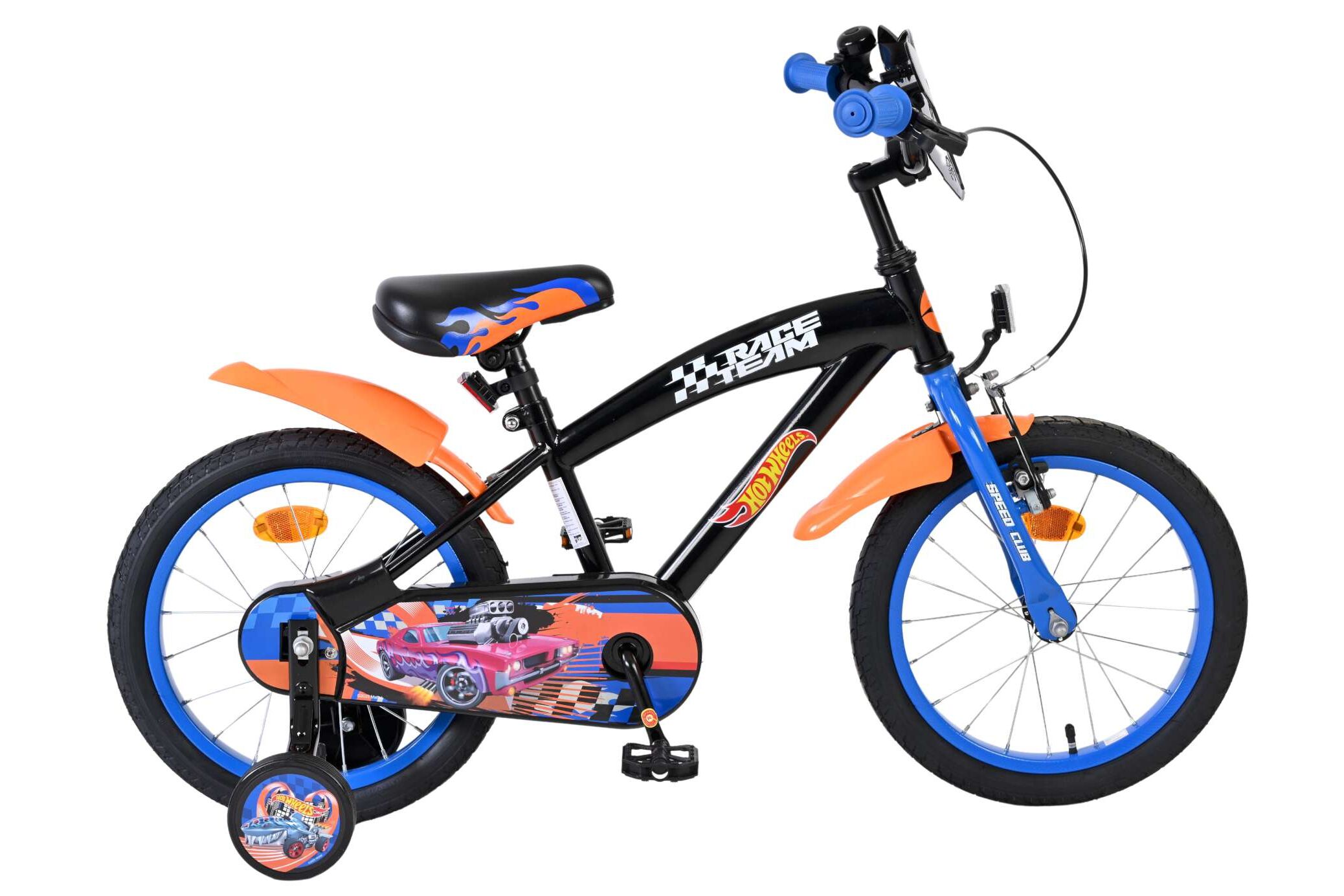 Volare Hot Wheels cruiser zwart-oranje-blauw 16inch Jongensfiets