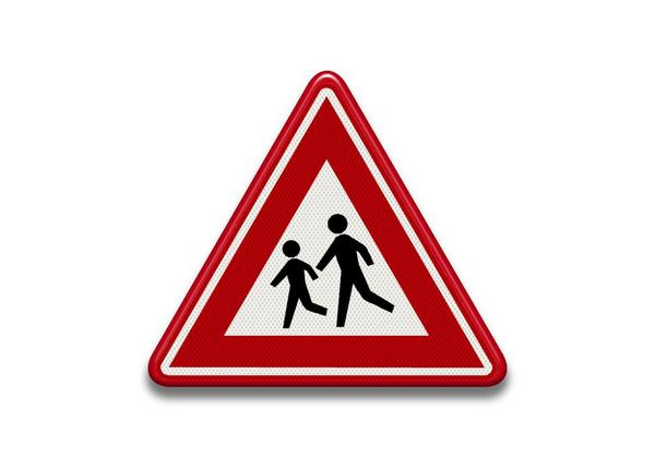 RVV Verkeersbord J21 - Overstekende (spelende) kinderen driehoek rood waarschuwingsbord oversteken  breed