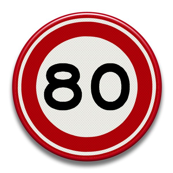 Verkeersbord RVV - A01-80 Maximum snelheid 80 km per uur