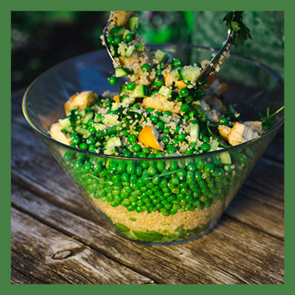 Recept: groene salade met tuinerwten en croutons
