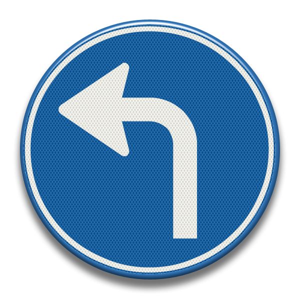 Verkeersbord RVV - D05l Gebod verplichte rijrichting linksaf