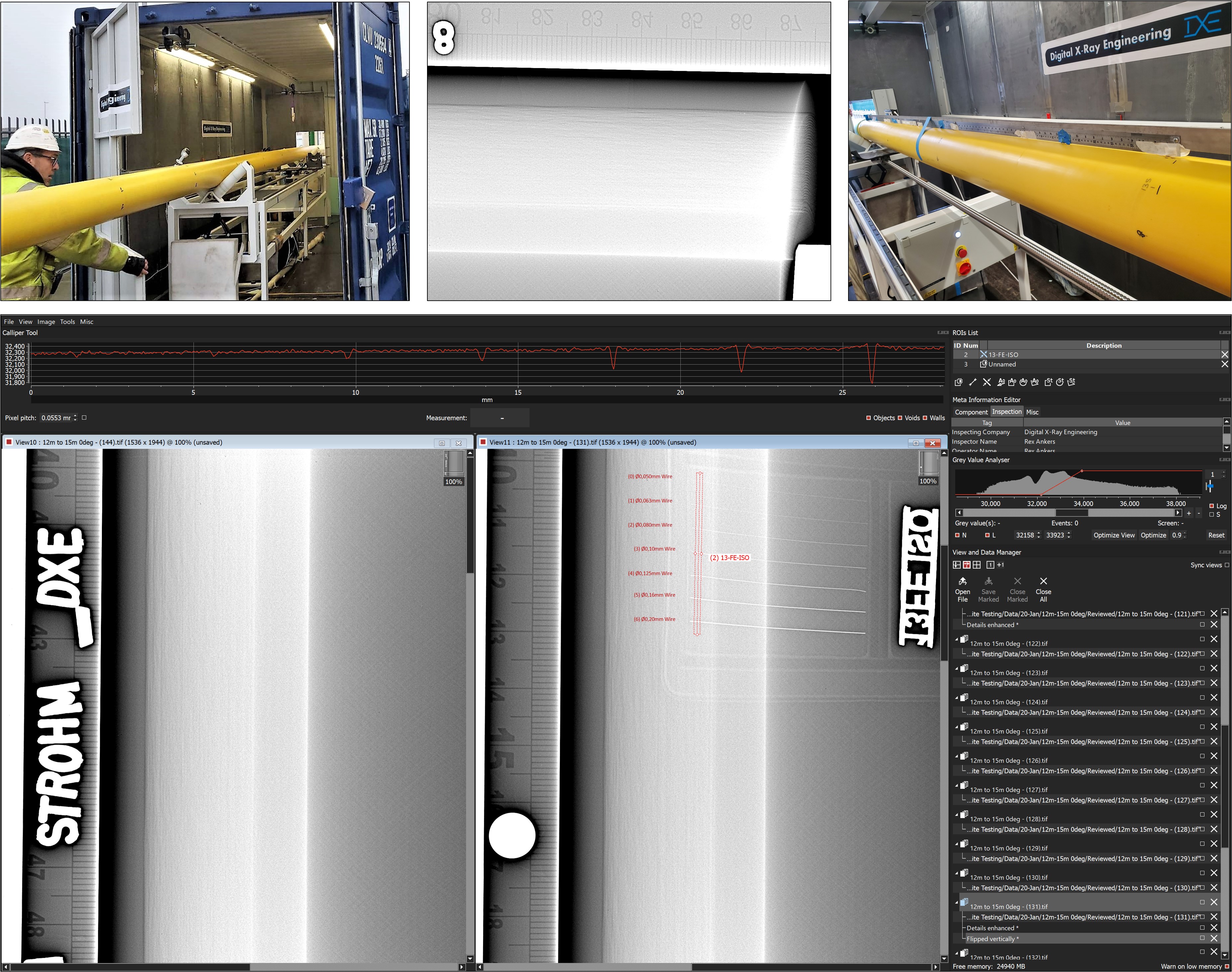 Digital X-ray system for use on Carbon Fibre based designs for both PA12 and PVDF full pipe cross section mapping 