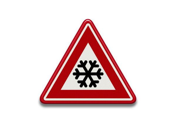 RVV Verkeersbord - J36 Glad wegdek als gevolg van ijzel of sneeuw gladde weg slippen glijden rood driehoek waarschuwingsbord breed