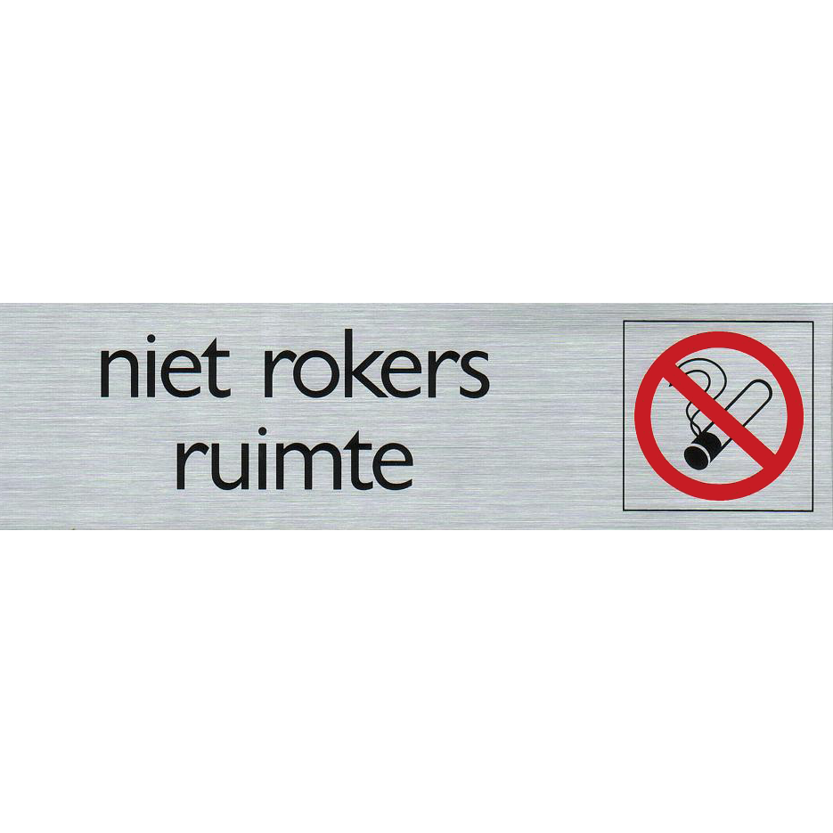 Niet rokers ruimte - Aluminium look zelfklevend deurbordje