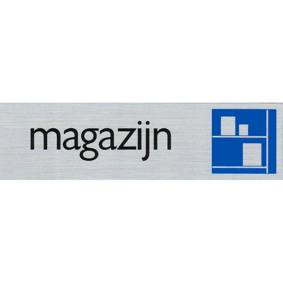 Magazijn - Aluminium look zelfklevend deurbordje