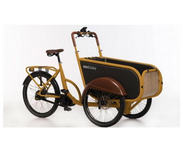 Soci.bike Family Cargo okergeel elektrische bakfiets