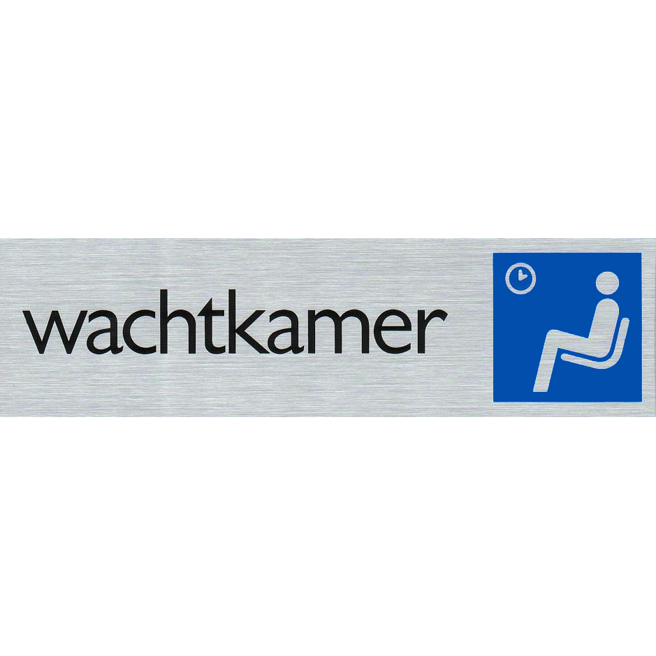 Wachtkamer - Aluminium look zelfklevend deurbordje
