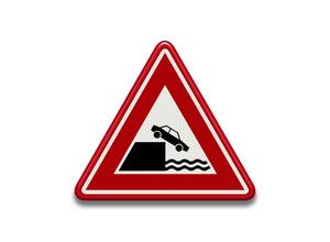 RVV Verkeersbord - J26 Gevaarlijke kade of rivieroever rivier waarschuwingsbord rood driehoek breed