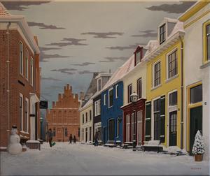 Doesburg in de winter  olieverf op doek 60 x50 cm