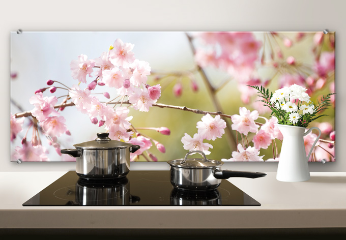 Muurdecoratie foto op aluminium bloemen keukenachterwand