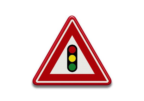 RVV Verkeersbord - J32 Je nadert verkeerslichten stoplichten lichten verkeer driehoek rood  breed