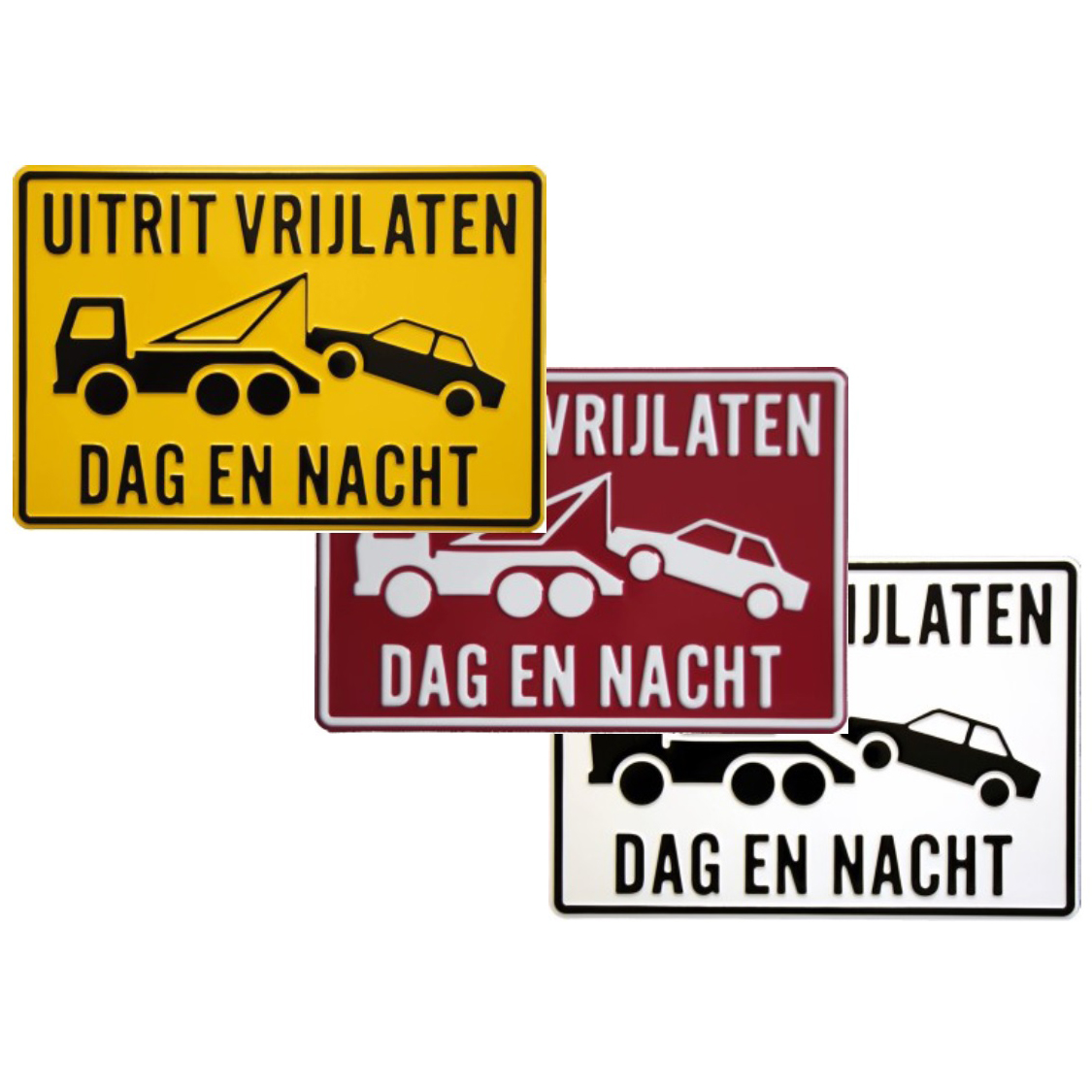 Waarschuwingsbord - Uitrit vrijlaten, dag en nacht (rechthoekig)
