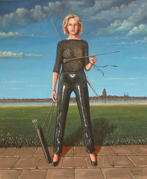 "Boogschutter"  Dorothea Margriet          afmeting 50 x 60 cm   olieverf op doek