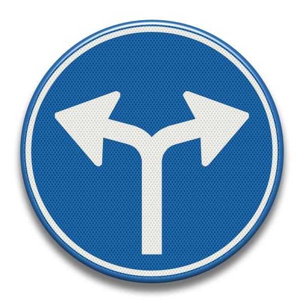 Verkeersbord RVV - D07 Gebod verplichte rijrichting links of rechtsaf