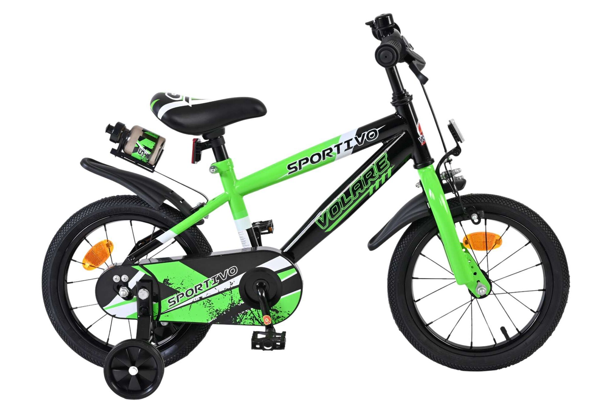 Volare Sportivo 14inch zwart-groen Jongensfiets
