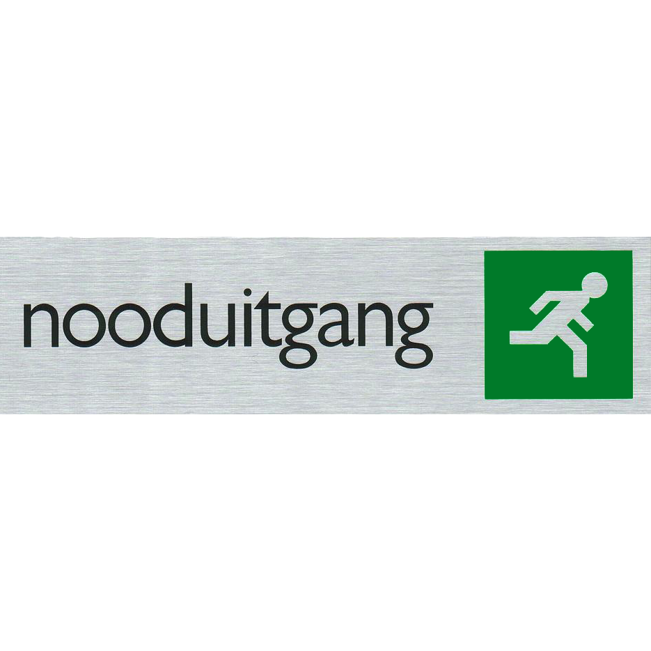 Nooduitgang - Aluminium look zelfklevend deurbordje