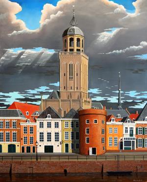 Deventer the Netherlands  city view  oilpanting 40 x 50 cm