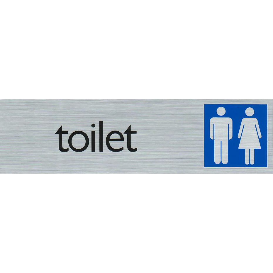 Toilet - Aluminium look zelfklevend deurbordje