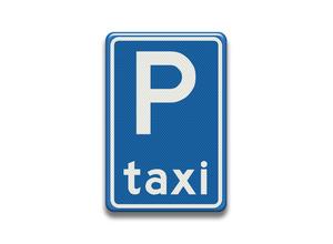 RVV Verkeersbord - E05 - Taxistandplaats of parkeerplaats voor taxi - Alleen bestemd voor voertuigcategorie, of groep voertuigen, die op het bord is aangegeven parkeergelegenheid taxi's breed