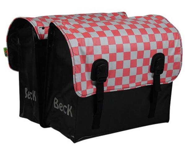 Beck Classic pink checker dubbele fietstas