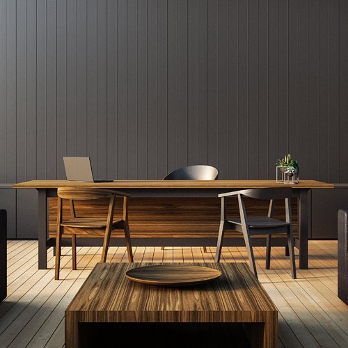 Muurdecoratie kantoor donker stroken