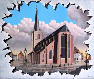 Doesburg Martinikerk    0lieverf op doek 60 x50 cm