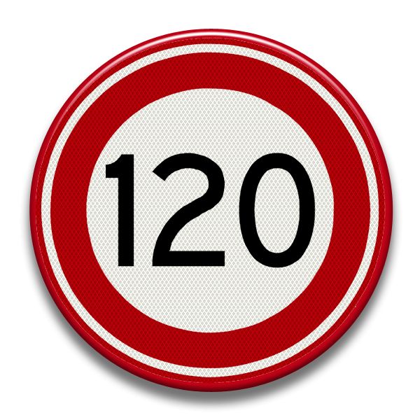 Verkeersbord RVV - A01-120 Maximum snelheid 120 km per uur