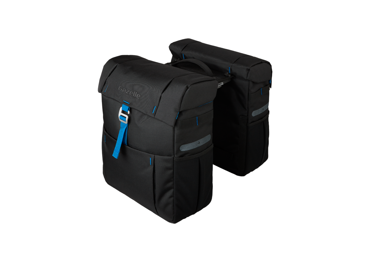 Gazelle dubbele tas - black/spark blue adapter Mik