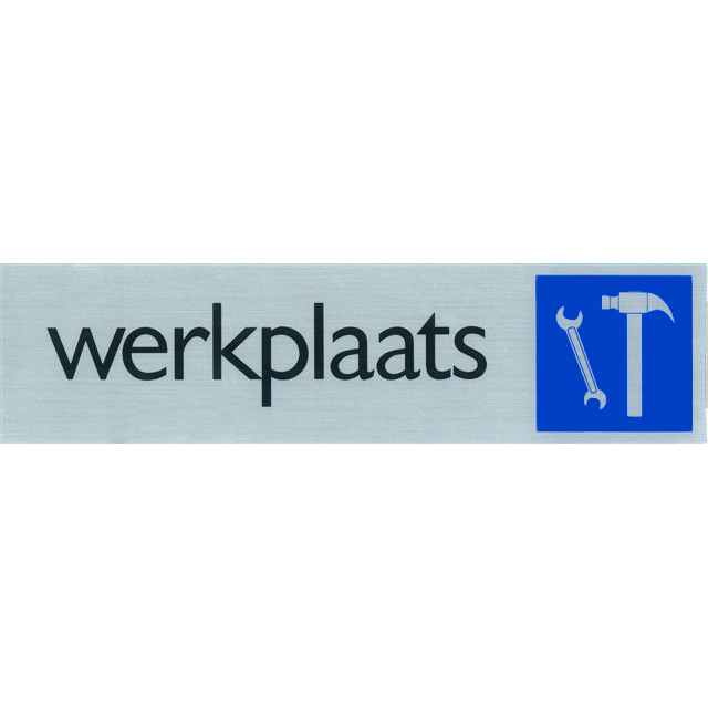 Werkplaats - Aluminium look zelfklevend deurbordje