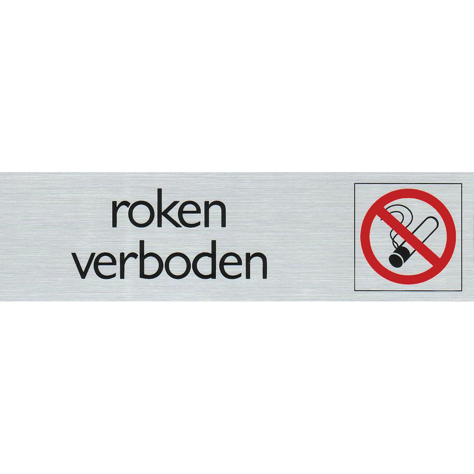 Roken verboden - Aluminium look zelfklevend deurbordje