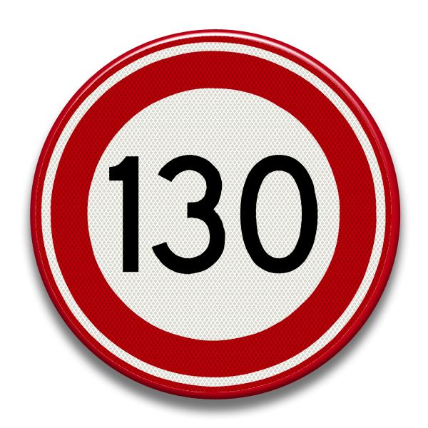 Verkeersbord RVV - A01-130 Maximum snelheid 130 km per uur