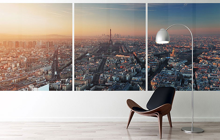 Muurdecoratie fotopanelen fotoschilderij stad woonkamer