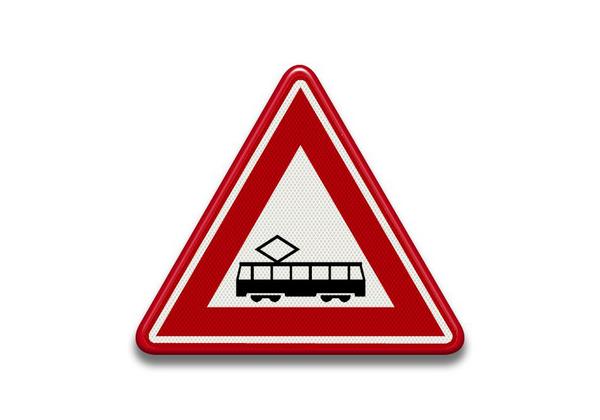 RVV Verkeersbord J14 - Vooraanduiding tramkruising tram kruising trambaan tramweg breed